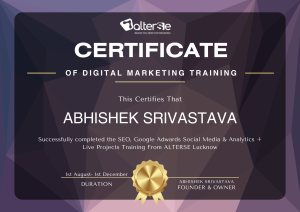 alterse certification: Short Term Digital Marketing Course